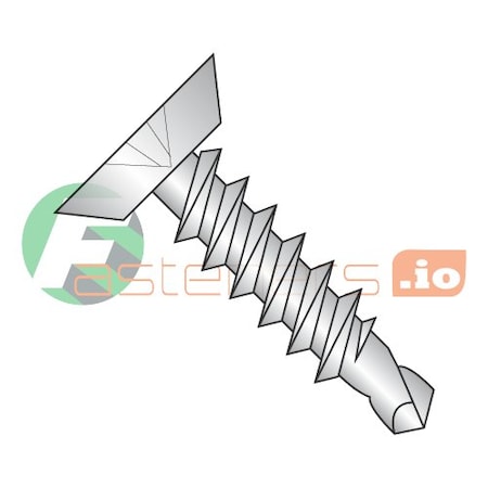 Newport Fasteners Self-Drilling Screw, #8 x 3/4 in, Plain 410 Stainless Steel Flat Head Phillips Drive, 5000 PK 419805